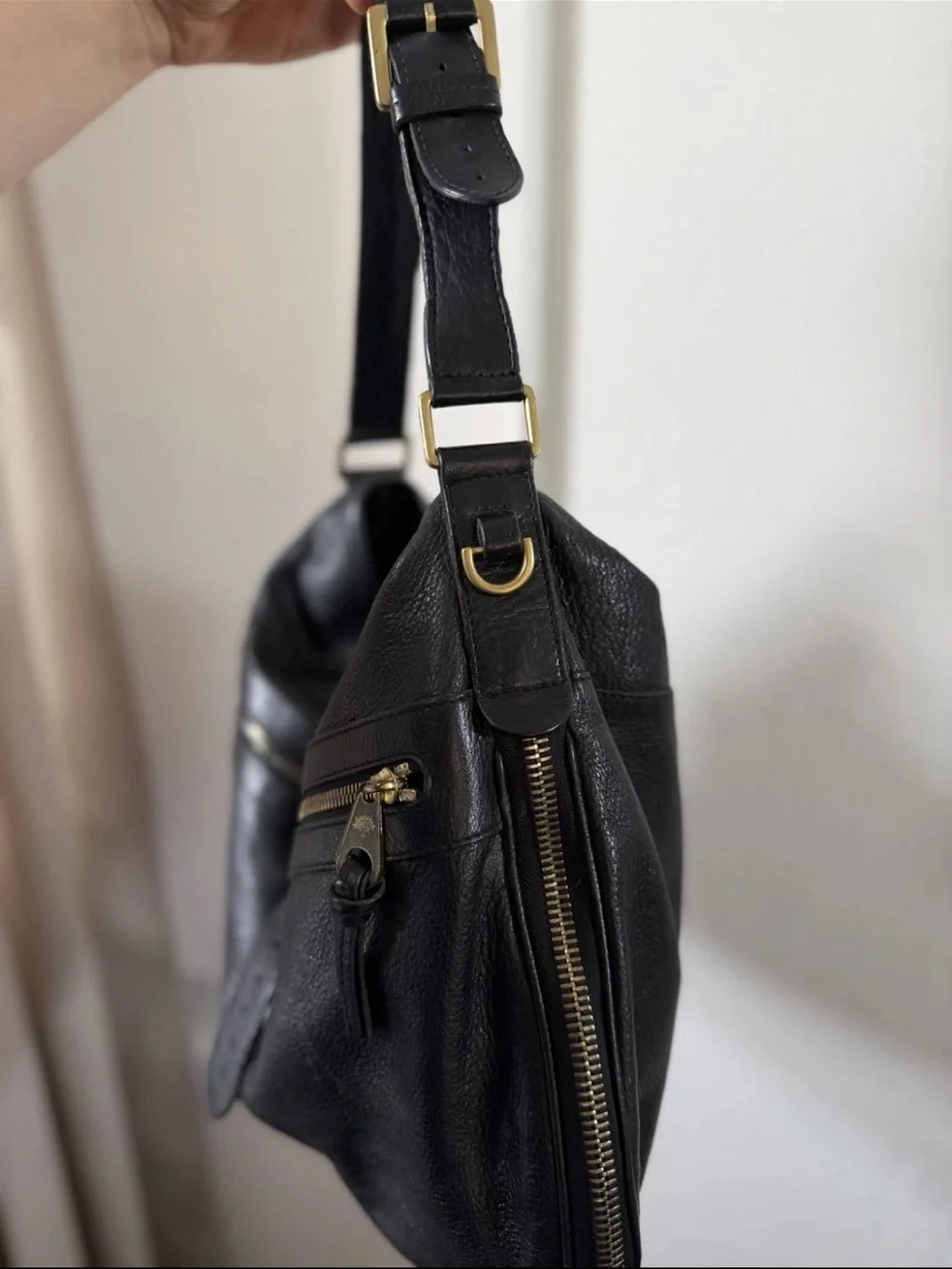 Mulberry Black Leather Hobo with Gold Hardware
